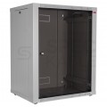 Szafa wisząca RACK 19" 15U 450mm drzwi szklane + otwierane boki szara Polska Szafa Rack