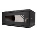 Szafa wisząca RACK 19" 4U 450mm drzwi szklane czarna BOX