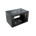 Szafa wisząca RACK 19" 6U 350mm drzwi szklane czarna ECO BOX