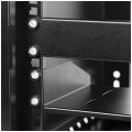 Szafa wisząca RACK 19" 6U 350mm drzwi szklane czarna z półką i maskownicą PRO LIGHT