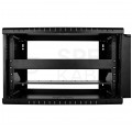 Szafa wisząca RACK 19" 6U 350mm drzwi szklane czarna z półką i maskownicą PRO LIGHT