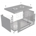 Szafa wisząca RACK 19" 6U 350mm drzwi szklane szara BOX