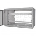 Szafa wisząca RACK 19" 6U 350mm drzwi szklane szara z półką i maskownicą