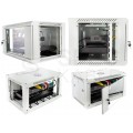 Szafa wisząca RACK 19" 6U 450mm drzwi szklane szara NEKU TS BOX