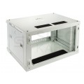 Szafa wisząca RACK 19" 6U 450mm drzwi szklane szara NEKU TS BOX