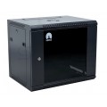 Szafa wisząca RACK 19" 9U 450mm drzwi szklane czarna NEKU TS BOX