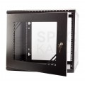 Szafa wisząca RACK 19" 9U 450mm drzwi szklane czarna PRO