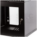 Szafa wisząca RACK 19" 9U 450mm drzwi szklane czarna PRO