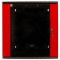 Szafa wisząca RACK 19" 9U 450mm drzwi szklane czerwono-czarna GT