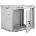 Szafa wisząca RACK 19" 9U 450mm drzwi szklane szara BOX
