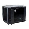 Szafa wisząca RACK 19" 9U 600mm drzwi szklane czarna NEKU TS BOX