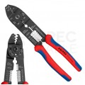 Szczypce do zaciskania końcówek kablowych nieizolowanych 0,5-2,5mm2 z otworami do cięcia wkrętów KNIPEX 97 21 215 B