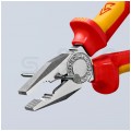 Szczypce uniwersalne VDE 180mm chromowane izolowane 1kV z zaczepem Kombinerki do chwytania i cięcia dla elektryka KNIPEX 03 06 180 T