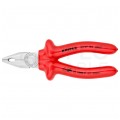 Szczypce uniwersalne VDE 180mm chromowane izolowane zanurzeniowo 1kV Kombinerki do chwytania i cięcia dla elektryka KNIPEX 03 07 180