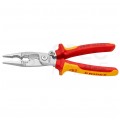 Szczypce wielofunkcyjne 6w1 dla elektryka 200mm z blokadą izolowane VDE 1kV do prac elektroinstalacyjnych KNIPEX 13 96 200