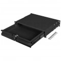 Szuflada z zamkiem do szafy RACK 19" 2U 360mm czarna na narzędzia, sprzęt i dokumenty Lanberg