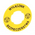 Tabliczka opisowa żółta okrągła fi:60mm "WYŁĄCZNIK BEZPIECZEŃSTWA" do przycisków grzybkowych LPXAU122 LOVATO