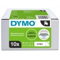 Taśma DYMO D1 Standard 12mm x 7m (biała / czarny nadruk) PACK 10szt. [2093097] ORYGINALNA