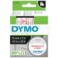 Taśma DYMO D1 Standard 12mm x 7m (biała / czerwony nadruk) [45015 / S0720550] ORYGINALNA