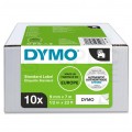 Taśma DYMO D1 Standard 9mm x 7m (biała / czarny nadruk) PACK 10szt. [2093096] ORYGINALNA