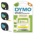 Taśma DYMO LT 12mm x 4m Mix Kolorów (plastikowa żółta + plastikowa metalizowana + papierowa biała / czarny nadruk) [S0721800] BLISTER 3szt
