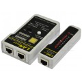 Tester kabli sieciowych LAN RJ45 + RJ12 / RJ11 + BNC z diodami LED czarny NEKU