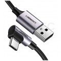 UGREEN Kabel USB 3.0 typ-A / typ-C kątowy (wtyk / wtyk) Quick Charge 3.0 US284 czarny 1m