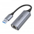 UNITEK Adapter sieciowy USB 3.1 A / Gigabit Ethernet RJ45 [8p8c] (wtyk / gniazdo) srebrny 12cm
