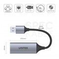 UNITEK Adapter sieciowy USB 3.1 A / Gigabit Ethernet RJ45 [8p8c] (wtyk / gniazdo) srebrny 12cm