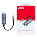 UNITEK Adapter sieciowy USB 3.1 typ-C / Gigabit Ethernet RJ45 [8p8c] (wtyk / gniazdo) srebrny 12cm