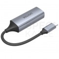 UNITEK Adapter sieciowy USB 3.1 typ-C / Gigabit Ethernet RJ45 [8p8c] (wtyk / gniazdo) srebrny 12cm