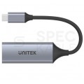 UNITEK Adapter sieciowy USB 3.1 typ-C / Gigabit Ethernet RJ45 [8p8c] (wtyk / gniazdo) srebrny 12cm