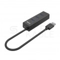 UNITEK Hub USB 3.0 A aktywny (BC1.2) na 4 porty USB A + gniazdo USB micro-B do zasilania czarny na kablu 0,3m