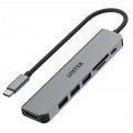 UNITEK Hub USB-C aluminium 7w1 czarny 0,15m