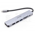 UNITEK Hub USB-C aluminium 7w1 czarny 0,15m