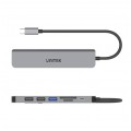 UNITEK Hub USB-C aluminium 7w1 czarny 0,15m