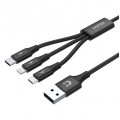 UNITEK Kabel 3w1 do ładowania USB 2.0 2,4A / micro-B + Lightning + USB-C (wtyk / 3x wtyk) 1,2m