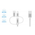 UNITEK Kabel 3w1 do ładowania USB 2.0 A / micro-B + Lightning + USB-C (wtyk / 3x wtyk) 1m