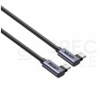 UNITEK Kabel USB 2.0 typ-C (wtyk / wtyk) kątowy Quick Charge 2.0 Power Delivery 3.0 (100W) czarny 1m