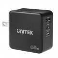 UNITEK Ładowarka sieciowa 2x USB-C PD + USB-A Quick Charge czarna