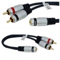 VITALCO JR635 Przejście Adapter Audio AUX mini Jack 3,5mm Stereo (gniazdo) / 2x RCA Cinch (wtyk) na kablu 25 cm