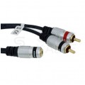 VITALCO JR635 Przejście Adapter Audio AUX mini Jack 3,5mm Stereo (gniazdo) / 2x RCA Cinch (wtyk) na kablu 25 cm