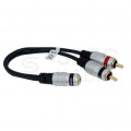 VITALCO JR635 Przejście Adapter Audio AUX mini Jack 3,5mm Stereo (gniazdo) / 2x RCA Cinch (wtyk) na kablu 25 cm