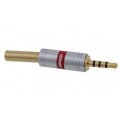 VITALCO JW940 Wtyk Audio AUX mini Jack 3,5mm 4-polowy na kabel do 4,0mm CHROME pozłacany czerwony