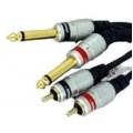 VITALCO MK50 Kabel Audio 2x Jack 6,3mm Mono (wtyk) / 2x RCA Cinch (wtyk) 3m