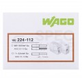 WAGO 224-112 Szybkozłączka przelotowa 3x 1,0-2,5mm2 uniwersalna (na drut / na linkę) 400V/24A ORYGINALNA 100szt.