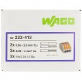 WAGO CLASSIC 222-413 Szybkozłączka 3x 0,08-4,0mm2 uniwersalna (na drut / na linkę) 400V/32A ORYGINALNA 50szt.
