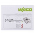 WAGO COMPACT 2273-202 Szybkozłączka 2x 0,5-2,5mm2 na drut 450V/24A ORYGINALNA 100szt.
