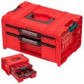 Walizka szafka na narzędzia i akcesoria z 2x przegrodami szufladami 450x310x244 4,5l+9,5l czerwona QBRICK SYSTEM PRO RED Ultra HD Drawer 2 Toolbox Basic