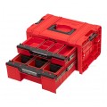 Walizka szafka na narzędzia i akcesoria z 2x przegrodami szufladami 450x310x244 4,5l+9,5l czerwona QBRICK SYSTEM PRO RED Ultra HD Drawer 2 Toolbox Basic